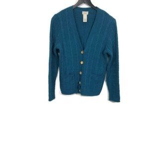 L.L. Bean Teal Cable Knit Cardigan Sweater Size S